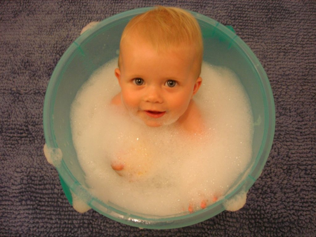 Cute baby in bath